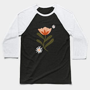 Hand drawn lovely aesthetic flowers Baseball T-Shirt